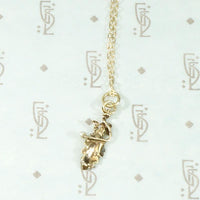 Delicate Gold Oak Leaf Pendant with Pearl Accent