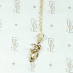 Delicate Gold Oak Leaf Pendant with Pearl Accent