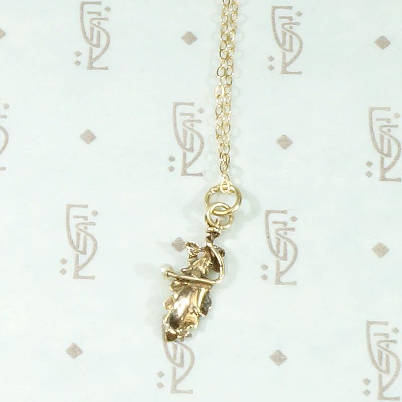 Delicate Gold Oak Leaf Pendant with Pearl Accent