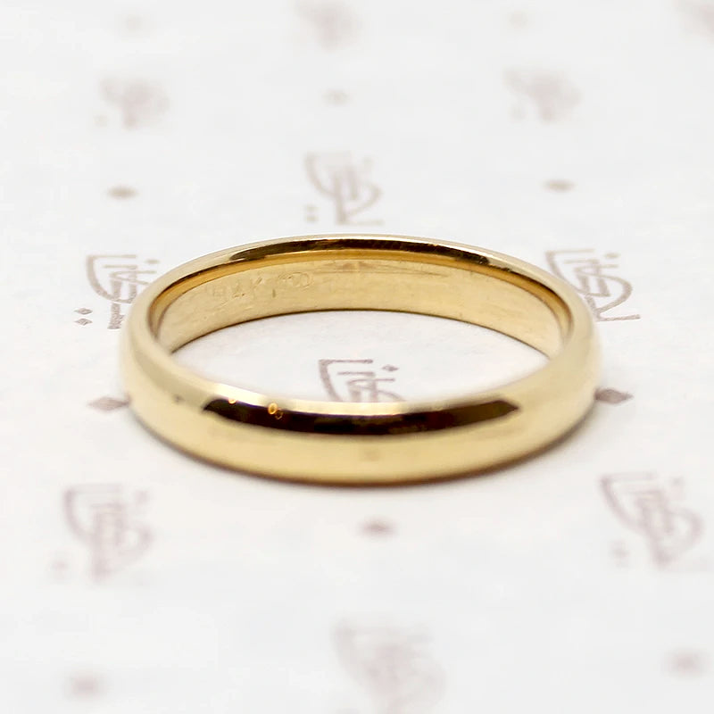 Narrow Gold Vintage Wedding Band in Large Size