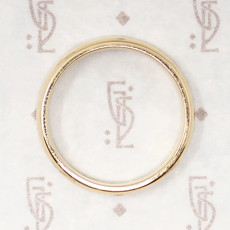 Narrow Gold Vintage Wedding Band in Large Size