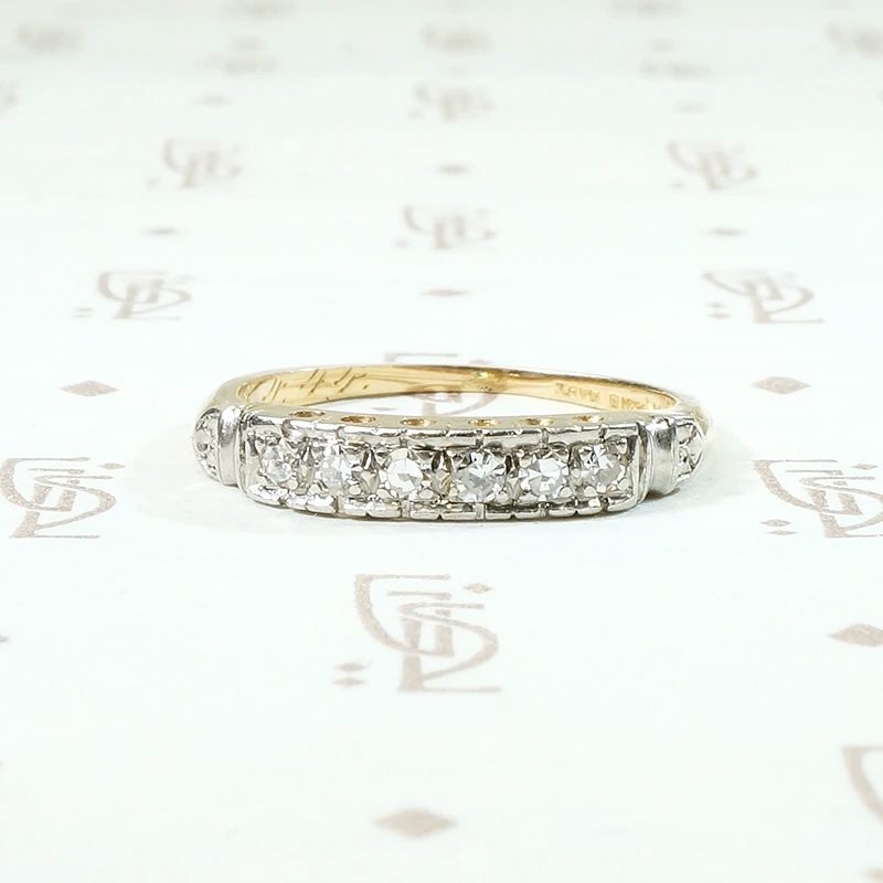 Platinum & 18ct Gold Engraved Diamond Wedding Band