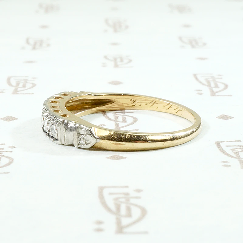 Platinum & 18ct Gold Engraved Diamond Wedding Band