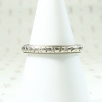 Art Deco White Gold Band with Crisp Engraving