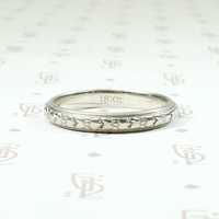 Art Deco White Gold Band with Crisp Engraving