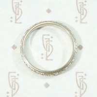 Art Deco White Gold Band with Crisp Engraving