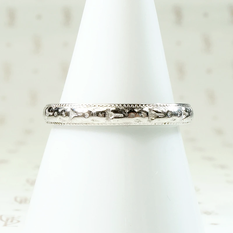 Ring of Flowers White Gold Wedding Band