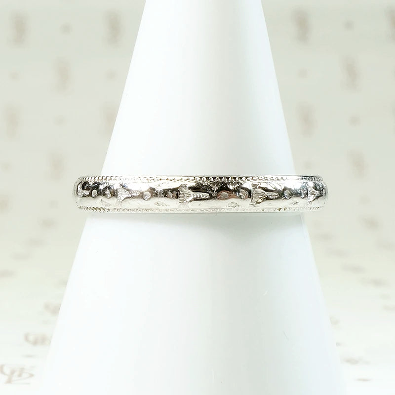 Ring of Flowers White Gold Wedding Band