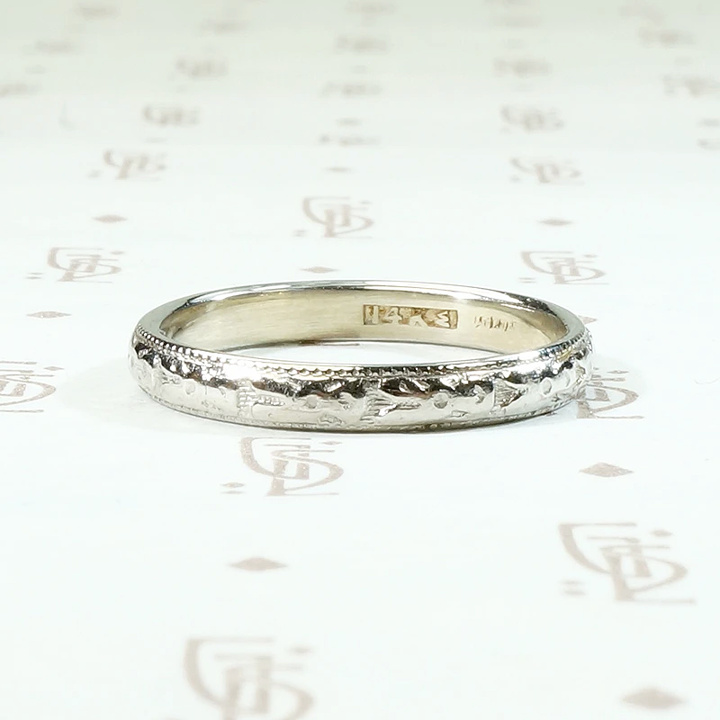 Ring of Flowers White Gold Wedding Band