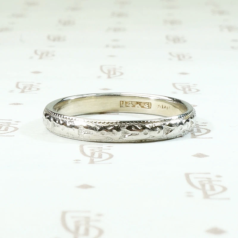 Ring of Flowers White Gold Wedding Band