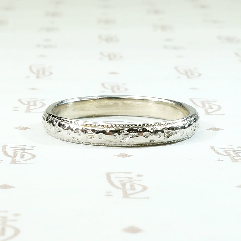 Ring of Flowers White Gold Wedding Band