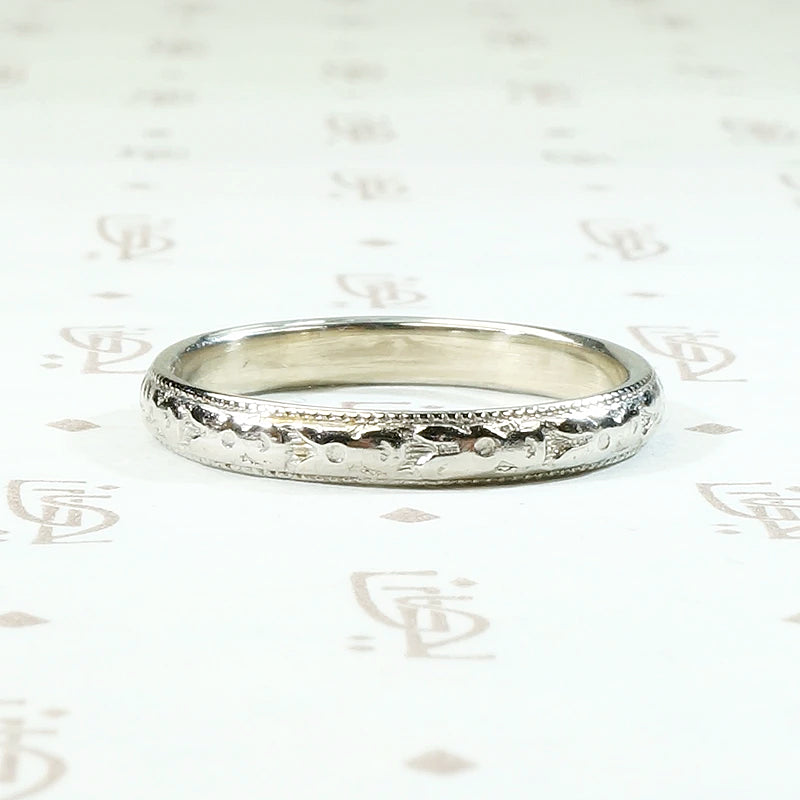 Ring of Flowers White Gold Wedding Band