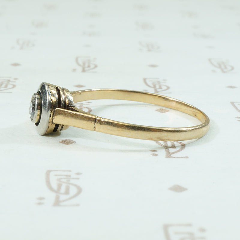 Old Mine Diamond Platinum and Gold Solitaire