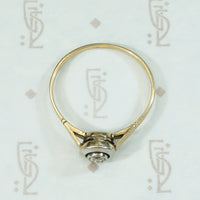 Old Mine Diamond Platinum and Gold Solitaire