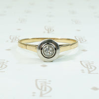 Old Mine Diamond Platinum and Gold Solitaire