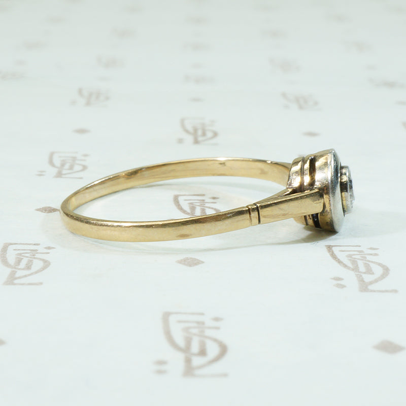 Old Mine Diamond Platinum and Gold Solitaire