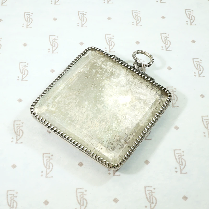 Mysterious & Romantic Edwardian Silver Mirror Pendant