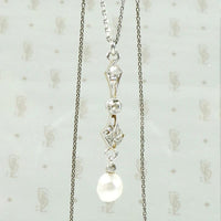 Lovely Edwardian Lavalier with Diamonds & Pearl