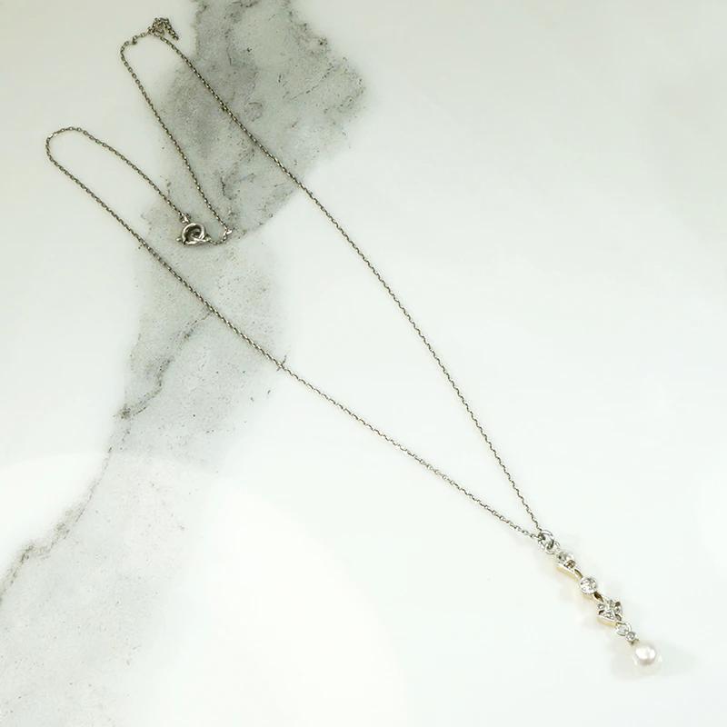 Lovely Edwardian Lavalier with Diamonds & Pearl