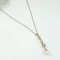 Lovely Edwardian Lavalier with Diamonds & Pearl