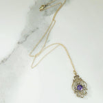 Lacy Gold Amethyst & Pearl Conversion Pendant