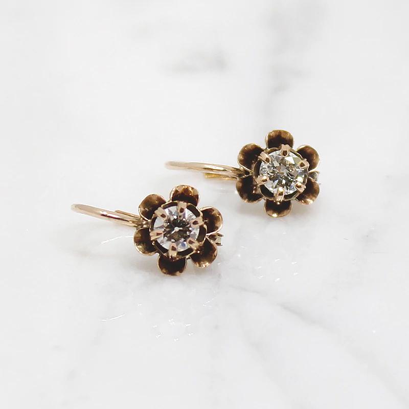 Darling Edwardian Old Mine Diamond Earbobs