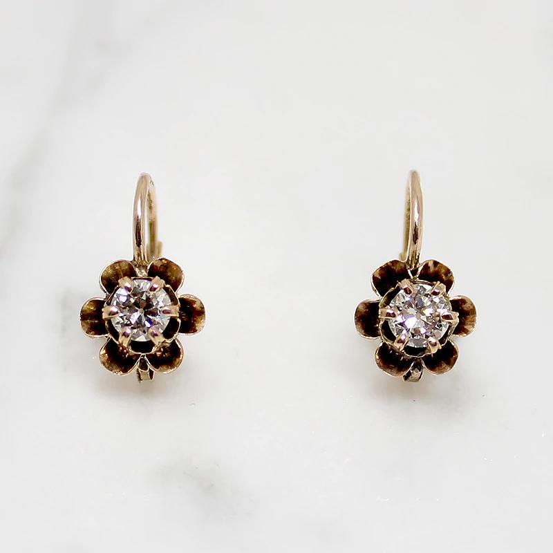 Darling Edwardian Old Mine Diamond Earbobs