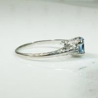 Aquamarine White Gold 1920's Filigree Ring