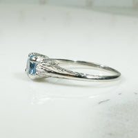 Aquamarine White Gold 1920's Filigree Ring