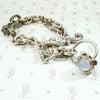 Fancy Sterling Link Bracelet with Moonstone Dangle