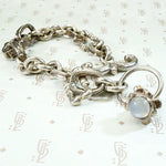 Fancy Sterling Link Bracelet with Moonstone Dangle