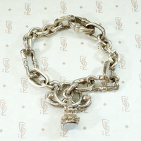 Fancy Sterling Link Bracelet with Moonstone Dangle