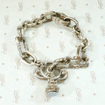 Fancy Sterling Link Bracelet with Moonstone Dangle