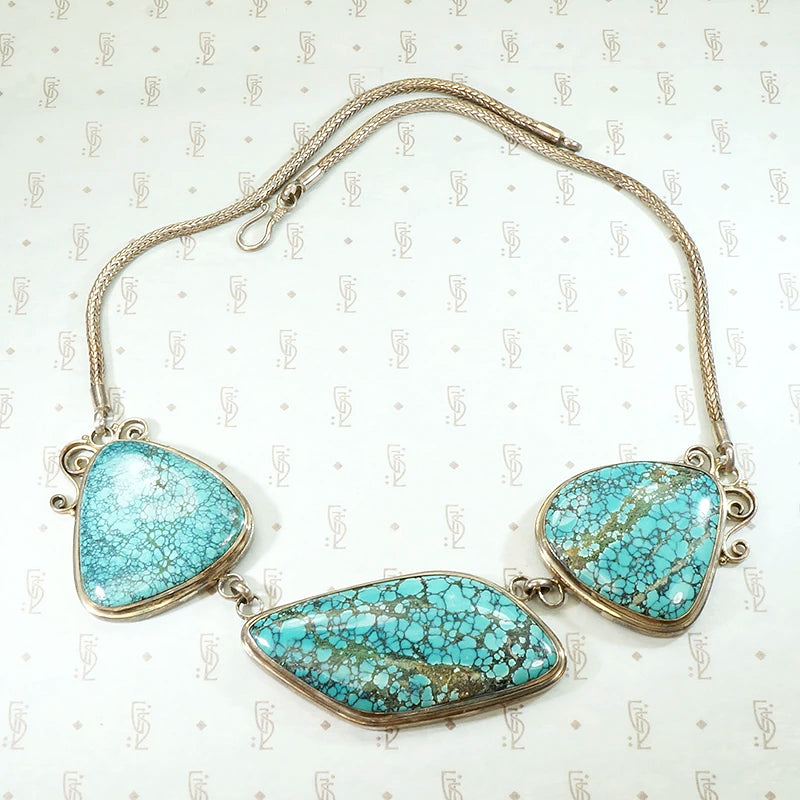 Bold Natural Turquoise in Sterling Silver Necklace
