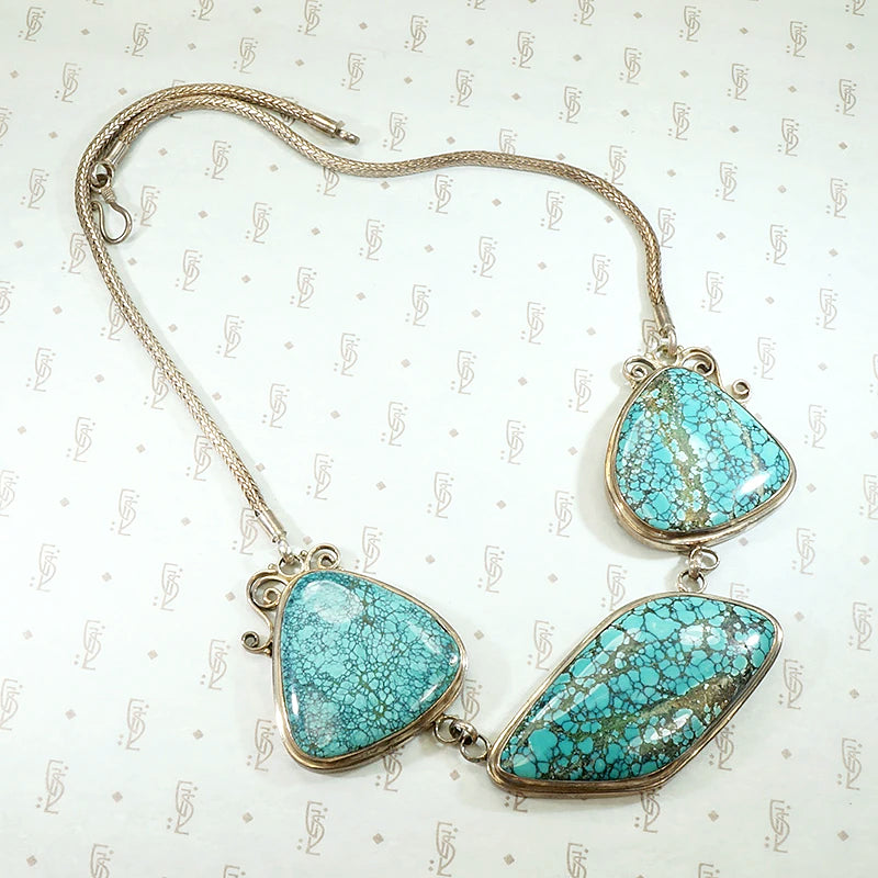 Bold Natural Turquoise in Sterling Silver Necklace