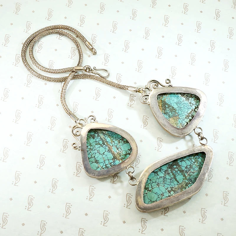 Bold Natural Turquoise in Sterling Silver Necklace