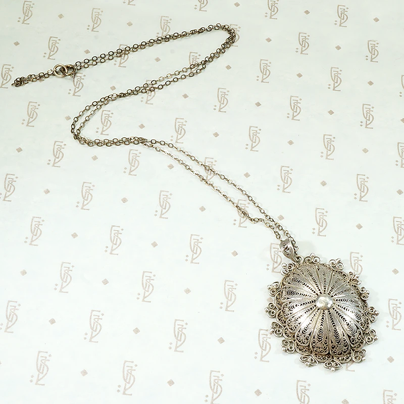 Light & Lacy Domed Sterling Filigree Pendant
