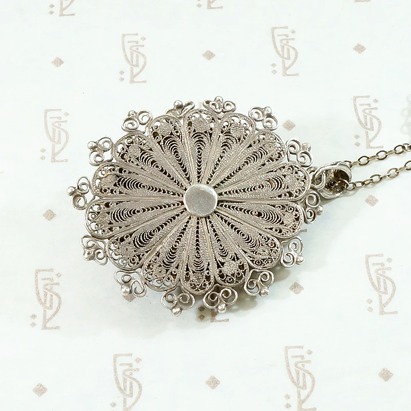 Light & Lacy Domed Sterling Filigree Pendant