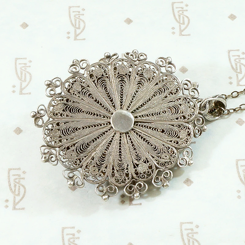 Light & Lacy Domed Sterling Filigree Pendant