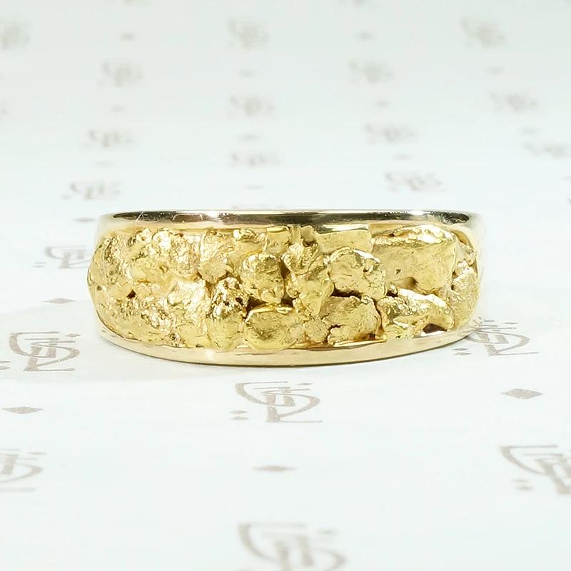 Luxurious Gold Nugget Deco Era Mens Band