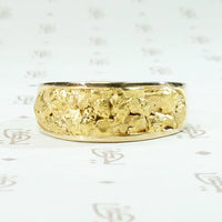 Luxurious Gold Nugget Deco Era Mens Band