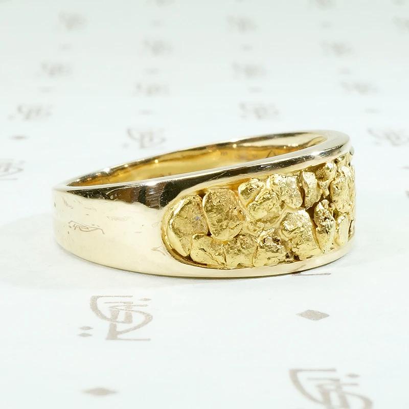Luxurious Gold Nugget Deco Era Mens Band