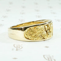 Luxurious Gold Nugget Deco Era Mens Band