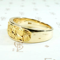 Luxurious Gold Nugget Deco Era Mens Band