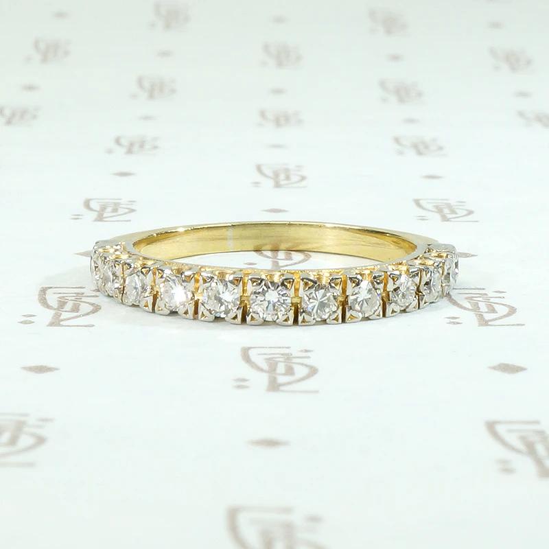 Retro Half Hoop Diamond Band in Platinum & 18k