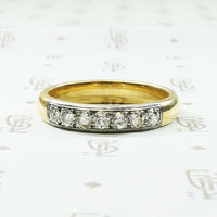 Old Mine Diamond Wedding Band in Platinum & Glossy Gold