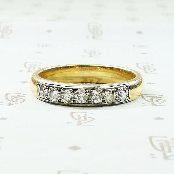 Old Mine Diamond Wedding Band in Platinum & Glossy Gold