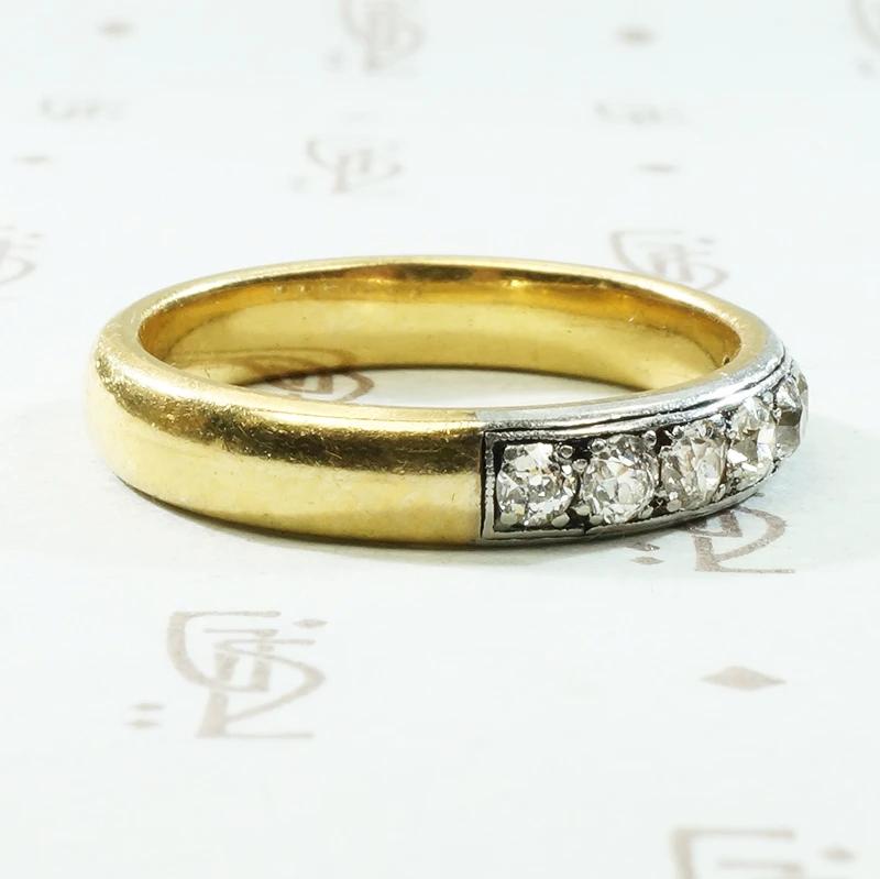 Old Mine Diamond Wedding Band in Platinum & Glossy Gold