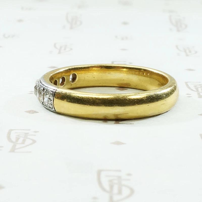 Old Mine Diamond Wedding Band in Platinum & Glossy Gold