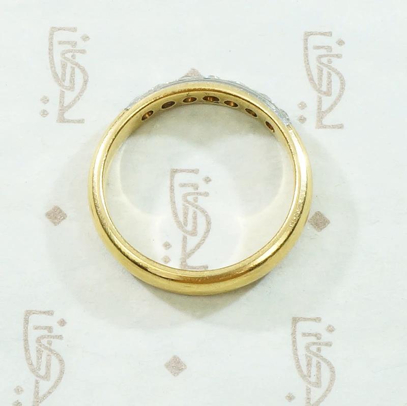 Old Mine Diamond Wedding Band in Platinum & Glossy Gold